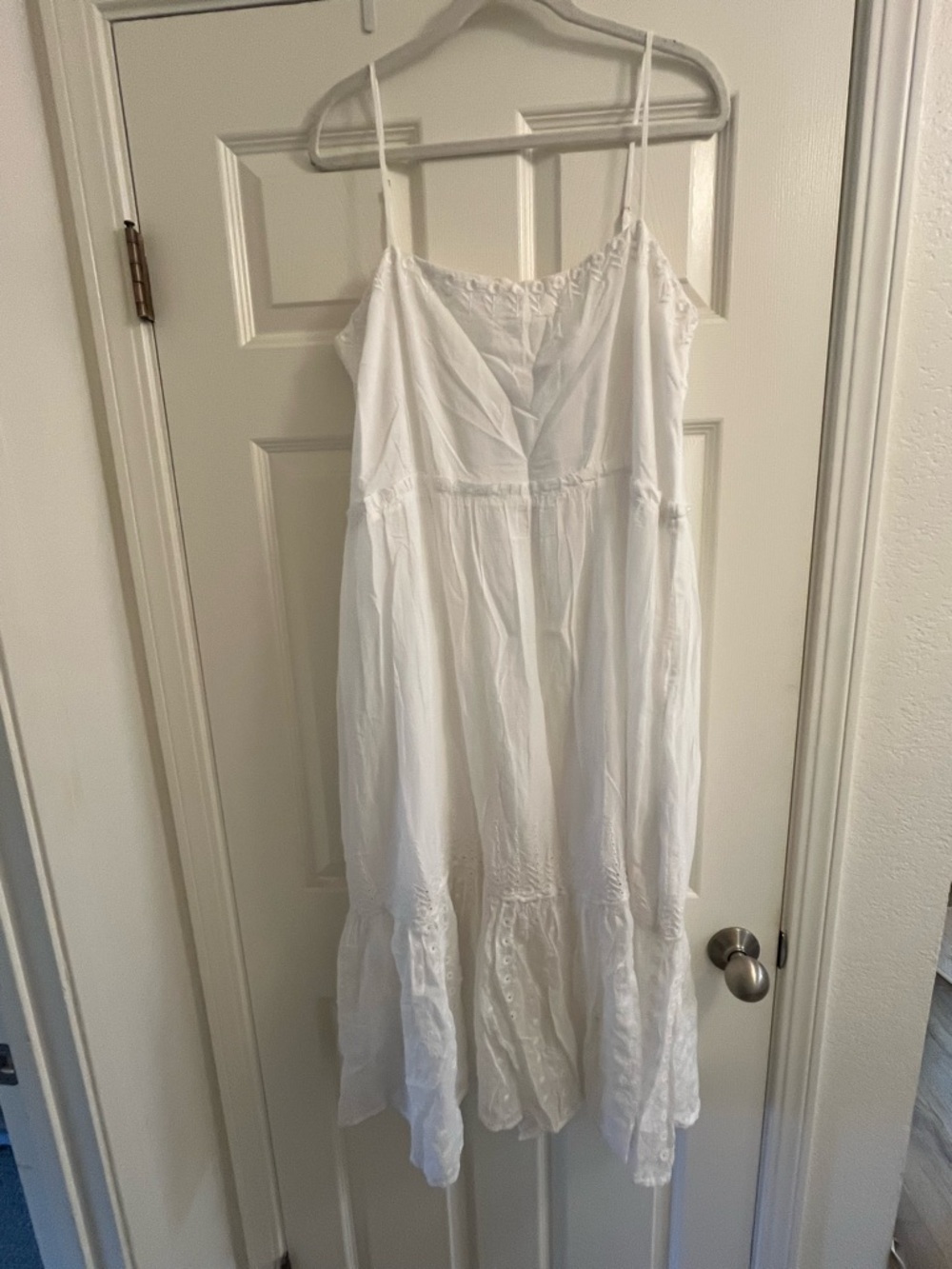 Jcrew White Cotton Tiered Spaghetti Strap Dress